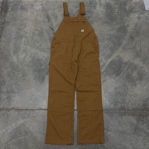 Carhartt Women Pants Medium Brown Overalls Canvas Rugged Bib Loose OR2438-W